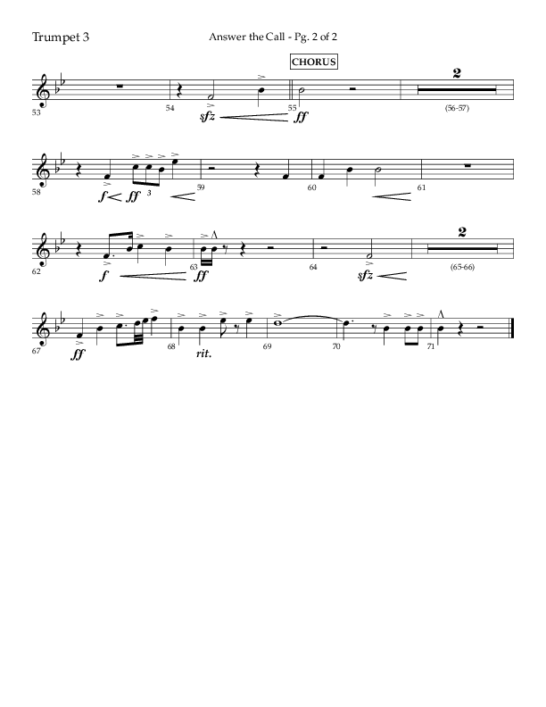 Answer The Call (Choral Anthem SATB) Trumpet 3 (Lifeway Choral / Arr. Cliff Duren)