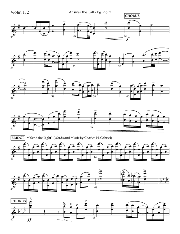 Answer The Call (Choral Anthem SATB) Violin 1/2 (Lifeway Choral / Arr. Cliff Duren)
