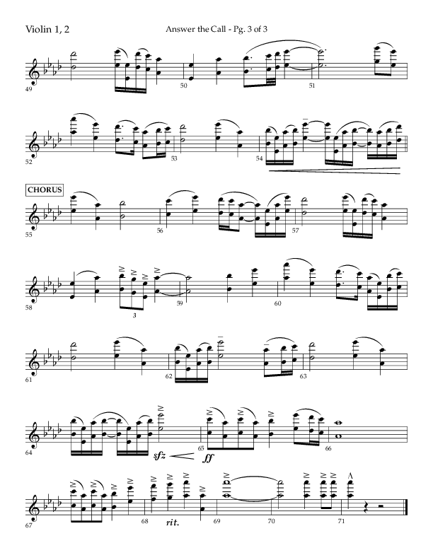 Answer The Call (Choral Anthem SATB) Violin 1/2 (Lifeway Choral / Arr. Cliff Duren)