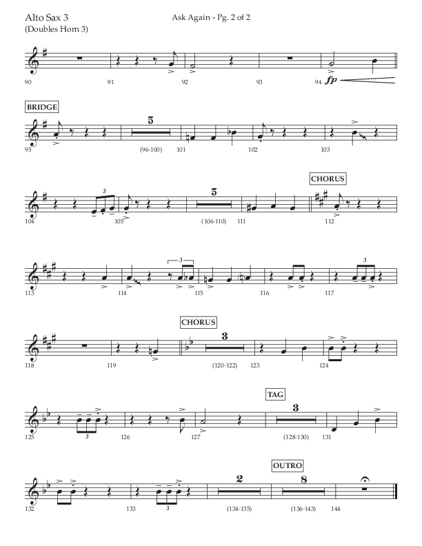 Ask Again (Choral Anthem SATB) Alto Sax (Lifeway Choral / Arr. David Wise / Orch. Bradley Knight)