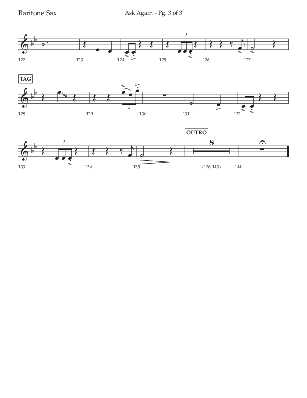 Ask Again (Choral Anthem SATB) Bari Sax (Lifeway Choral / Arr. David Wise / Orch. Bradley Knight)