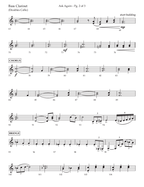 Ask Again (Choral Anthem SATB) Bass Clarinet (Lifeway Choral / Arr. David Wise / Orch. Bradley Knight)