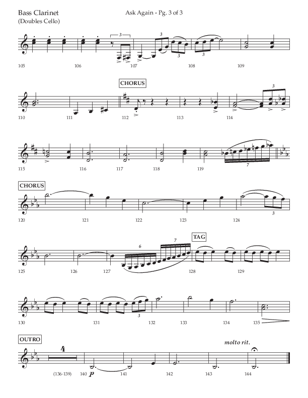 Ask Again (Choral Anthem SATB) Bass Clarinet (Lifeway Choral / Arr. David Wise / Orch. Bradley Knight)