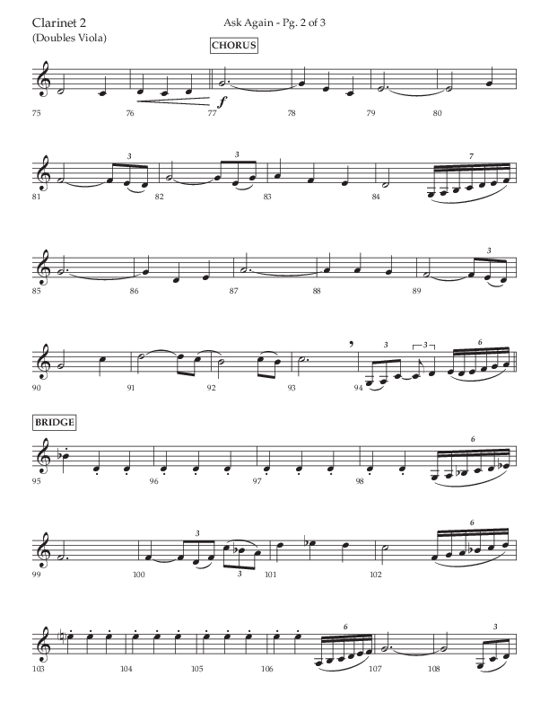 Ask Again (Choral Anthem SATB) Clarinet 1/2 (Lifeway Choral / Arr. David Wise / Orch. Bradley Knight)