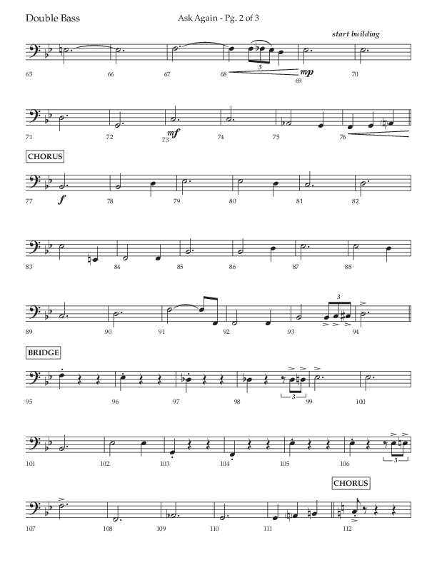 Ask Again (Choral Anthem SATB) Double Bass (Lifeway Choral / Arr. David Wise / Orch. Bradley Knight)