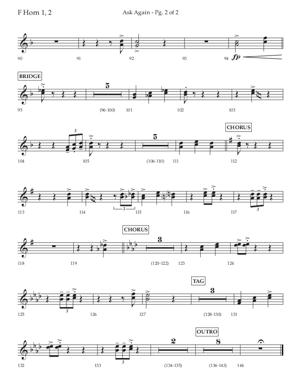 Ask Again (Choral Anthem SATB) French Horn 1/2 (Lifeway Choral / Arr. David Wise / Orch. Bradley Knight)