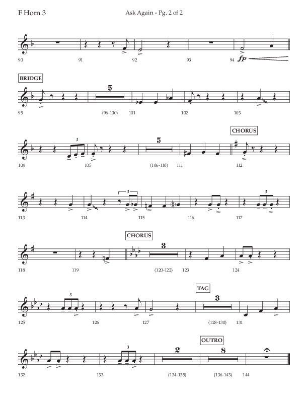 Ask Again (Choral Anthem SATB) French Horn 3 (Lifeway Choral / Arr. David Wise / Orch. Bradley Knight)