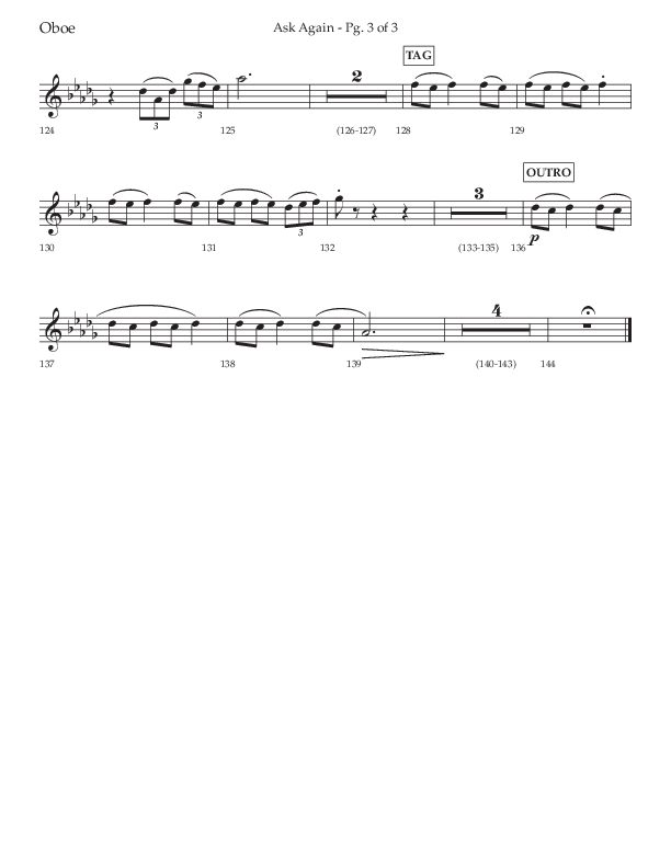 Ask Again (Choral Anthem SATB) Oboe (Lifeway Choral / Arr. David Wise / Orch. Bradley Knight)