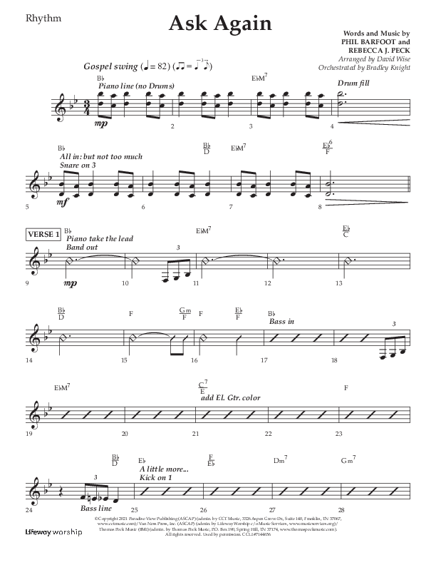 Ask Again (Choral Anthem SATB) Lead Melody & Rhythm (Lifeway Choral / Arr. David Wise / Orch. Bradley Knight)