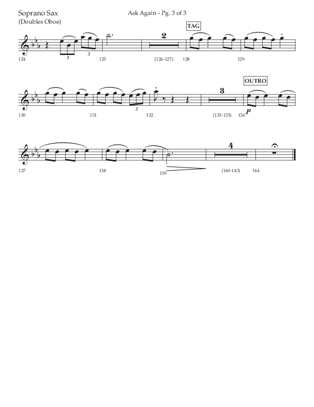 Ask Again (Choral Anthem SATB) Soprano Sax (Lifeway Choral / Arr. David Wise / Orch. Bradley Knight)