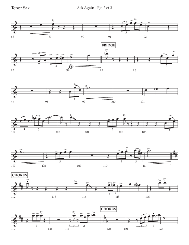 Ask Again (Choral Anthem SATB) Tenor Sax 1 (Lifeway Choral / Arr. David Wise / Orch. Bradley Knight)