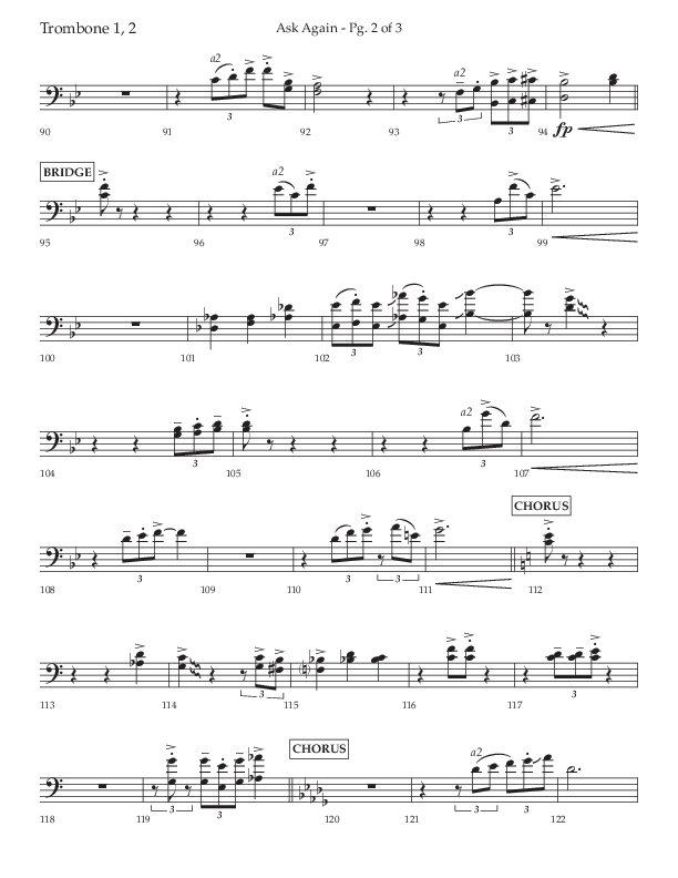 Ask Again (Choral Anthem SATB) Trombone 1/2 (Lifeway Choral / Arr. David Wise / Orch. Bradley Knight)