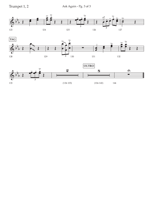 Ask Again (Choral Anthem SATB) Trumpet 1,2 (Lifeway Choral / Arr. David Wise / Orch. Bradley Knight)