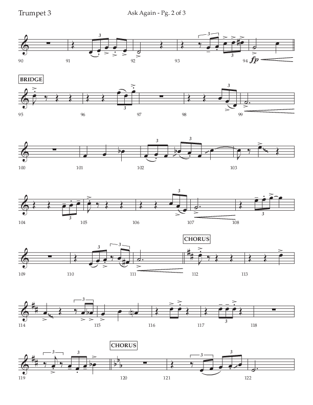 Ask Again (Choral Anthem SATB) Trumpet 3 (Lifeway Choral / Arr. David Wise / Orch. Bradley Knight)