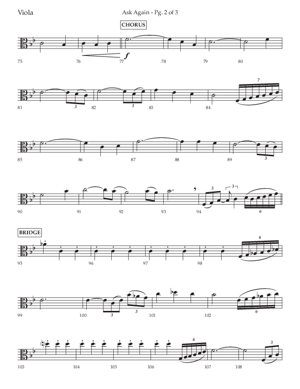 Ask Again (Choral Anthem SATB) Viola (Lifeway Choral / Arr. David Wise / Orch. Bradley Knight)