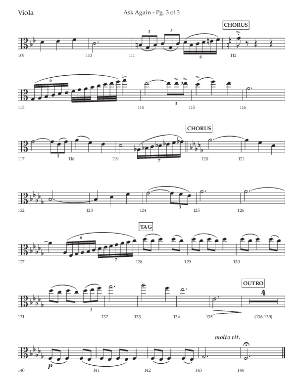 Ask Again (Choral Anthem SATB) Viola (Lifeway Choral / Arr. David Wise / Orch. Bradley Knight)