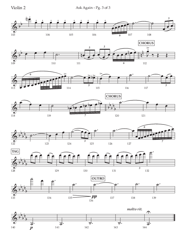 Ask Again (Choral Anthem SATB) Violin 2 (Lifeway Choral / Arr. David Wise / Orch. Bradley Knight)