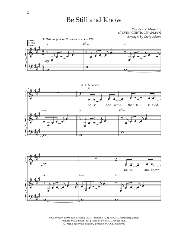 Be Still And Know (Choral Anthem SATB) Anthem (SATB/Piano) (Lifeway Choral / Arr. Craig Adams)