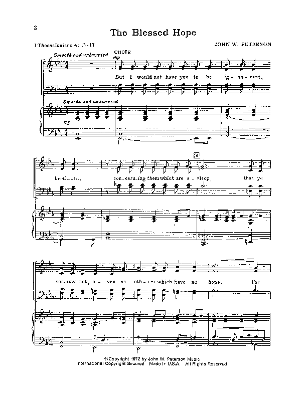 The Blessed Hope (Choral Anthem SATB) Anthem (SATB/Piano) (John W. Peterson)