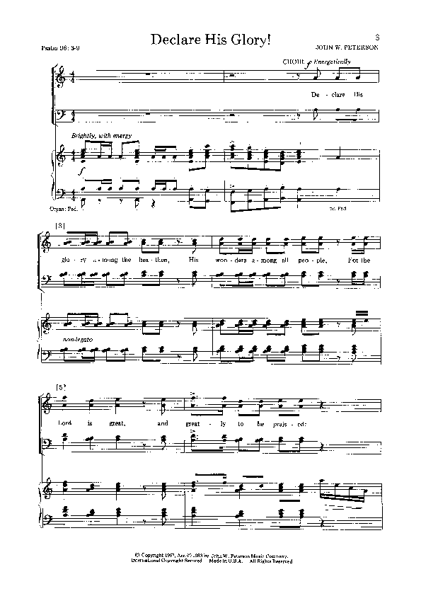 Declare His Glory (Choral Anthem SATB) Anthem (SATB/Piano) (John W. Peterson)