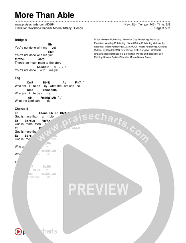 More Than Able Chords & Lyrics (Elevation Worship / Chandler Moore / Tiffany Hudson)