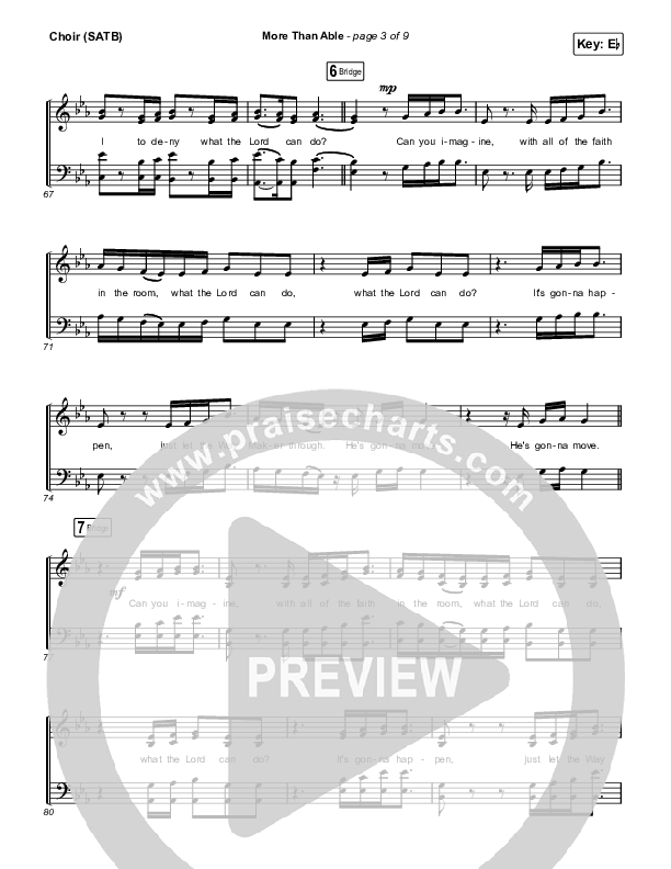 More Than Able Choir Sheet (SATB) (Elevation Worship / Chandler Moore / Tiffany Hudson)