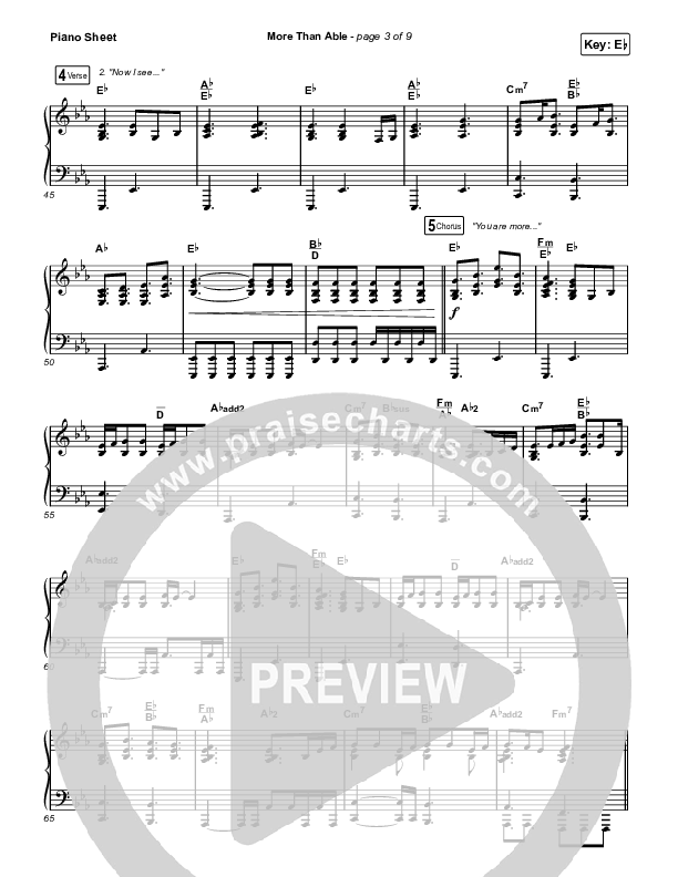 More Than Able Piano Sheet (Elevation Worship / Chandler Moore / Tiffany Hudson)