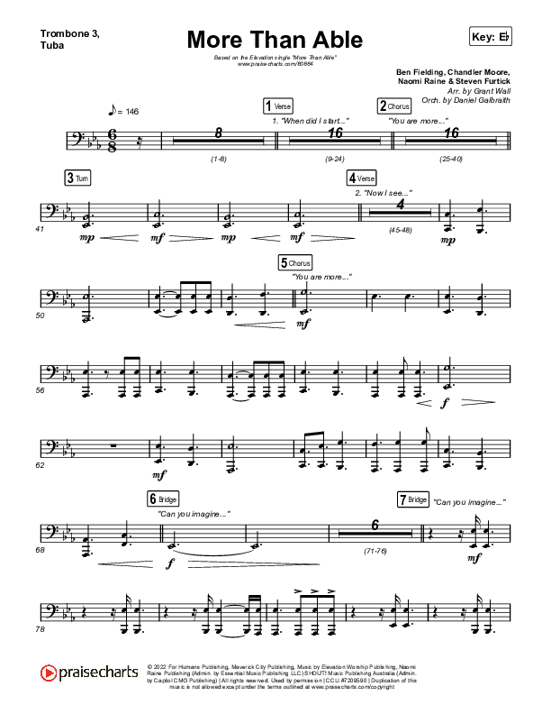 More Than Able Trombone 3/Tuba (Elevation Worship / Chandler Moore / Tiffany Hudson)