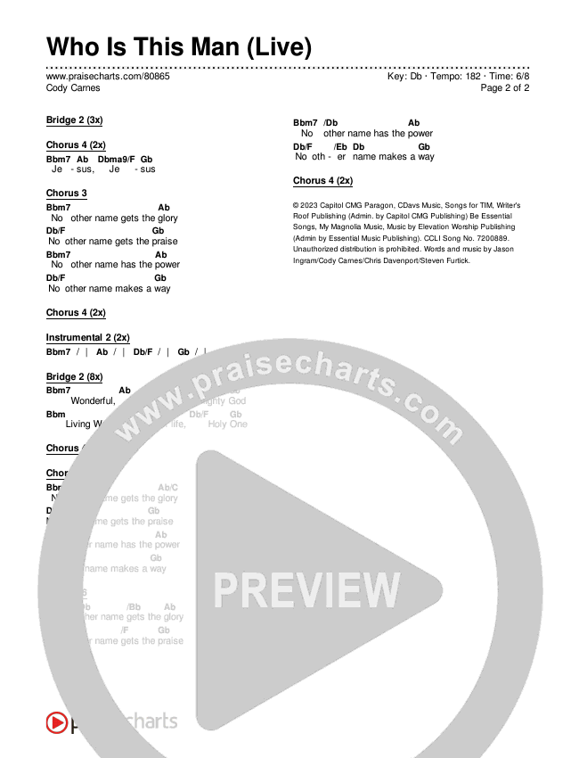 Who Is This Man (Live) Chords & Lyrics (Cody Carnes)