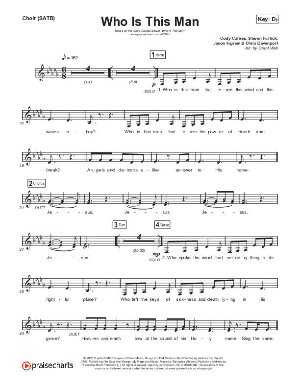 Who Is This Man (Live) Choir Sheet (SATB) (Cody Carnes)