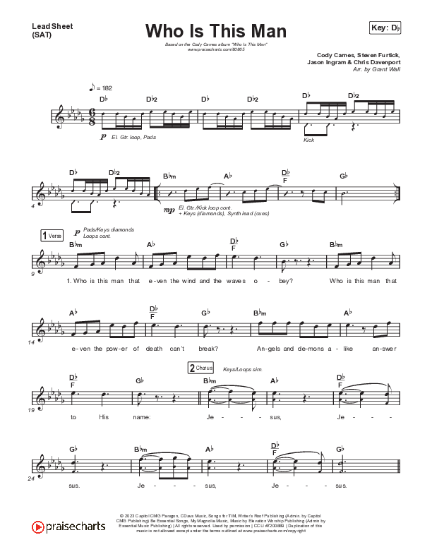 Who Is This Man (Live) Lead Sheet (SAT) (Cody Carnes)