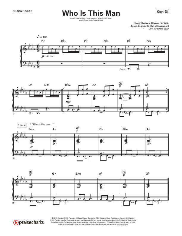 Who Is This Man (Live) Piano Sheet (Cody Carnes)