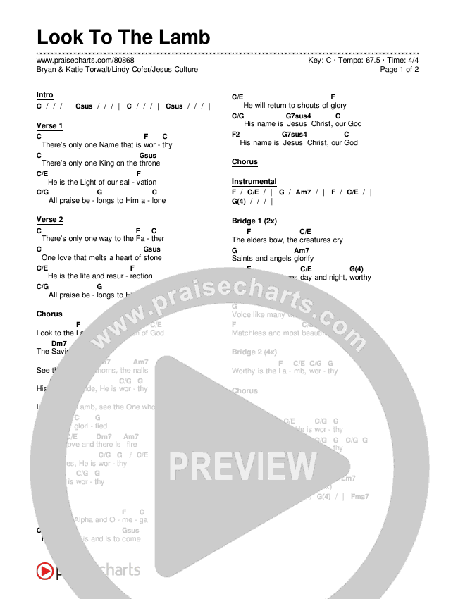 Look To The Lamb (Live) Chords & Lyrics (Bryan & Katie Torwalt / Lindy Cofer / Jesus Culture)