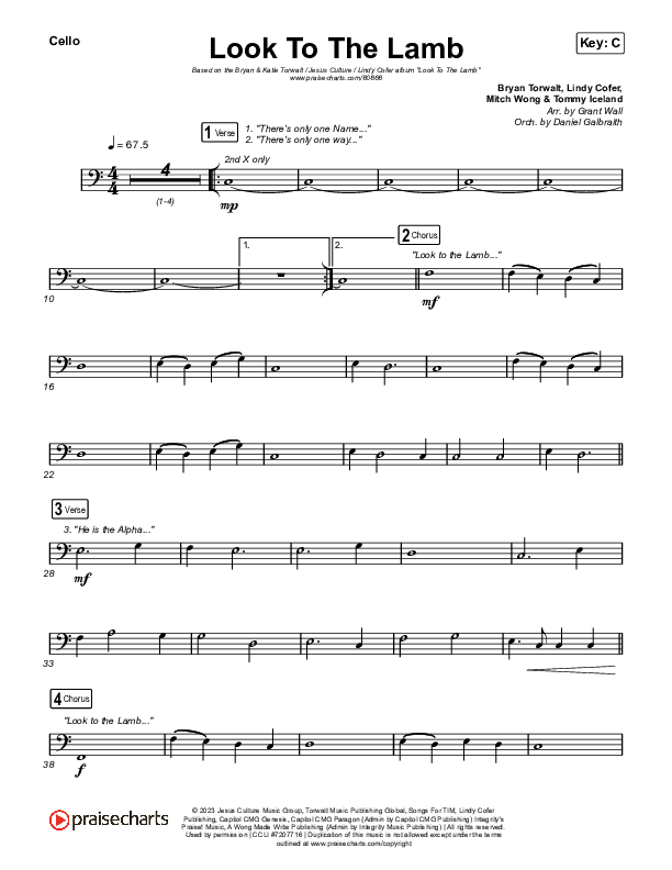 Look To The Lamb (Live) Cello (Bryan & Katie Torwalt / Lindy Cofer / Jesus Culture)