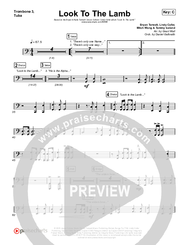 Look To The Lamb (Live) Trombone 3/Tuba (Bryan & Katie Torwalt / Lindy Cofer / Jesus Culture)