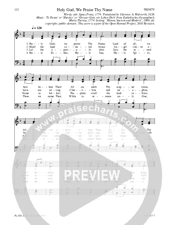 Holy God, We Praise Thy Name Hymn Sheet (SATB) (Traditional Hymn)
