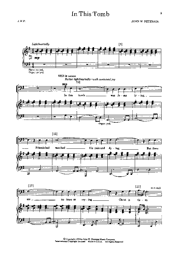 In This Tomb (Choral Anthem SATB) Anthem (SATB/Piano) (John W. Peterson)