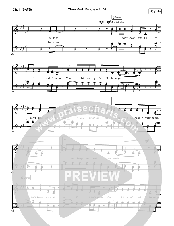 Thank God I Do Vocal Sheet (SATB) (Lauren Daigle)