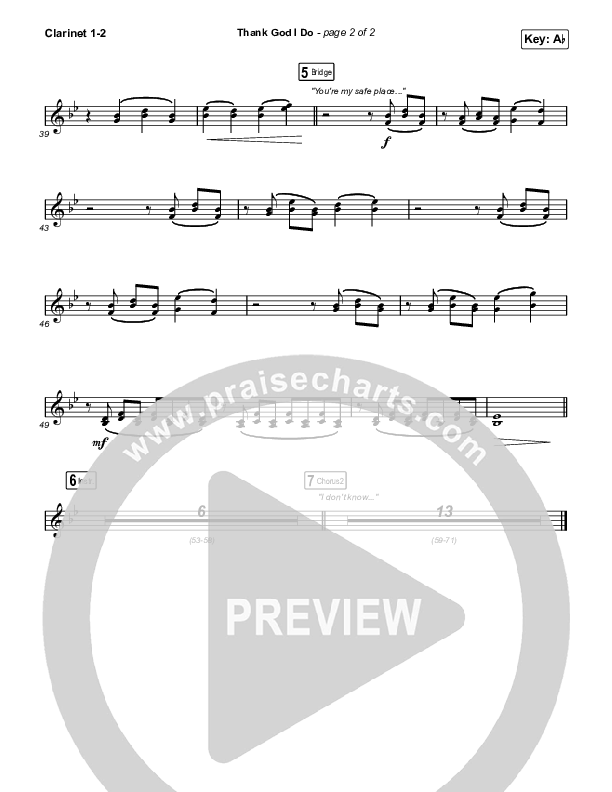 Thank God I Do Clarinet 1/2 (Lauren Daigle)