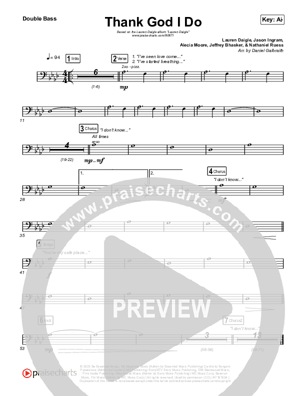 Thank God I Do Double Bass (Lauren Daigle)