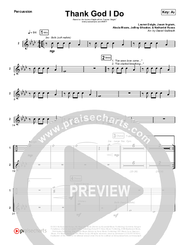 Thank God I Do Percussion (Lauren Daigle)