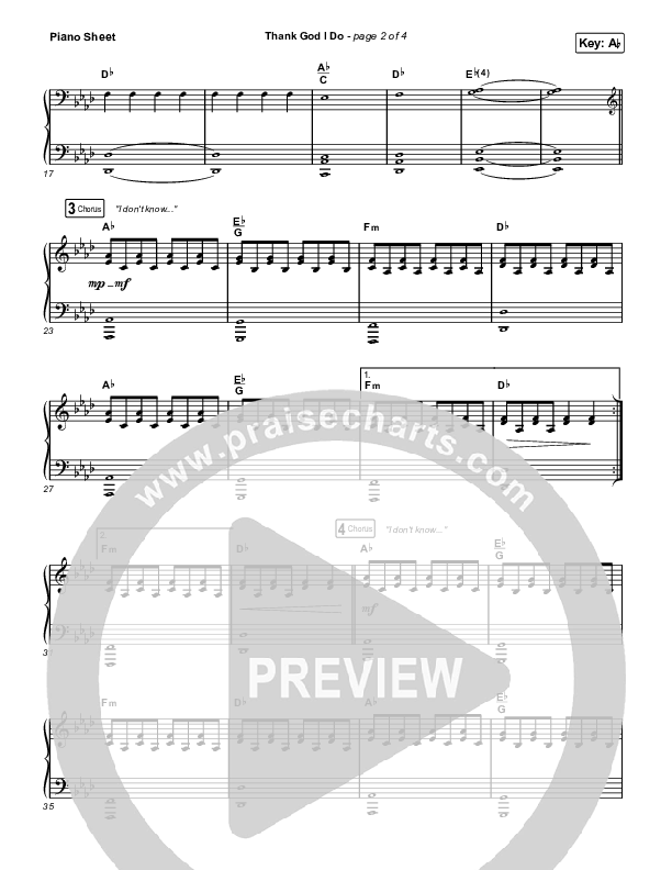 Thank God I Do Piano Sheet (Lauren Daigle)