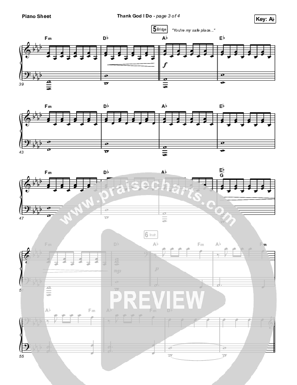 Thank God I Do Piano Sheet (Lauren Daigle)