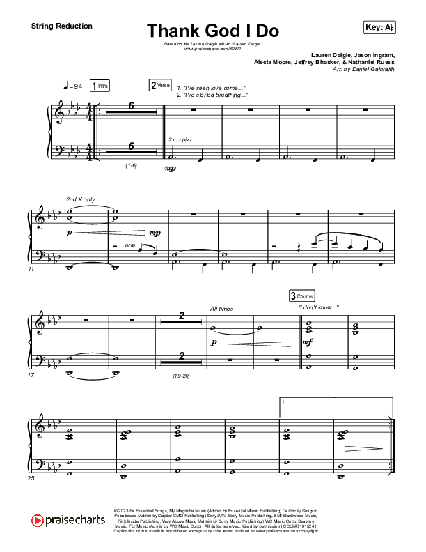 Thank God I Do String Reduction (Lauren Daigle)
