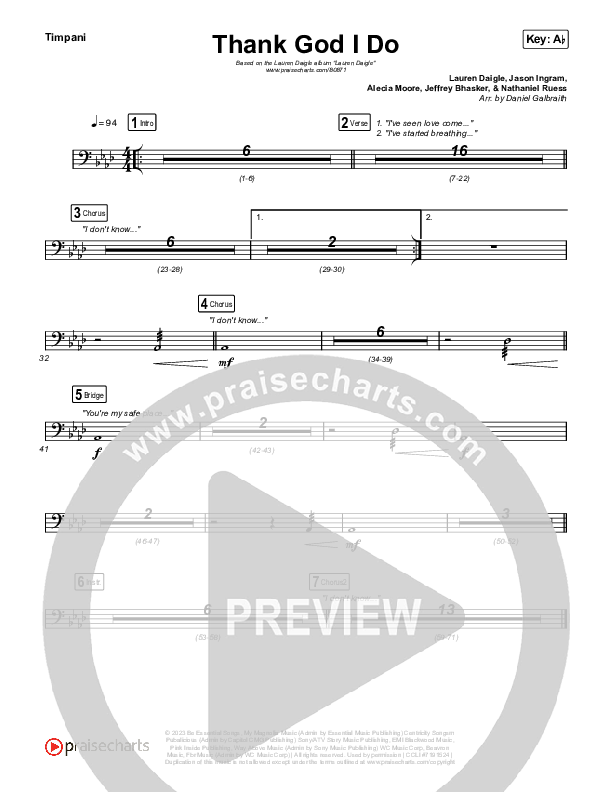 Thank God I Do Timpani (Lauren Daigle)