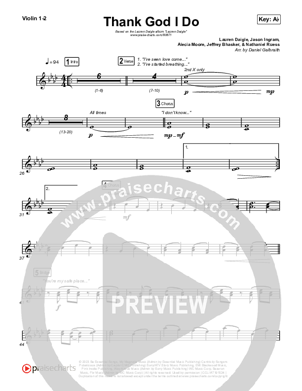 Thank God I Do String Pack (Lauren Daigle)