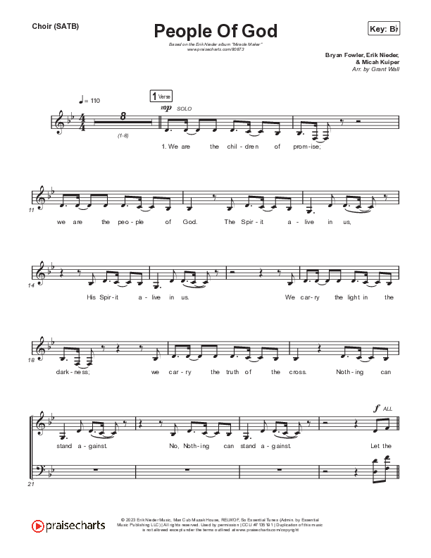 People Of God Choir Sheet (SATB) (Erik Nieder)