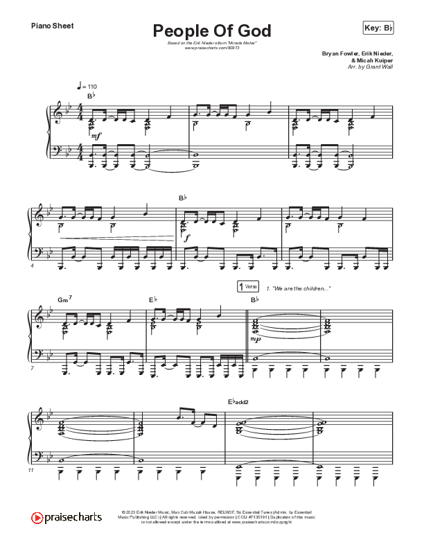 People Of God Piano Sheet (Erik Nieder)
