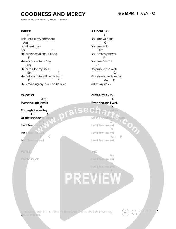 Goodness And Mercy Chord Chart (Flourish Music)