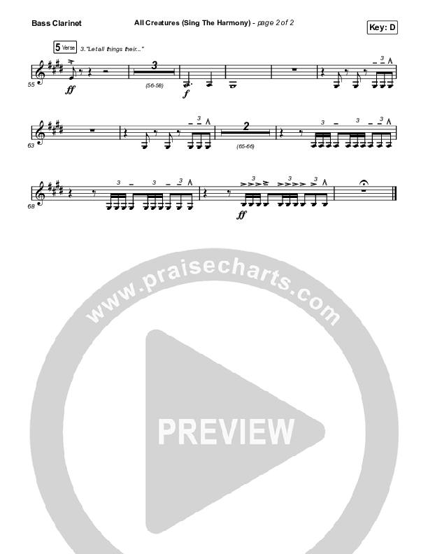 All Creatures (Sing In Harmony) (Live) Bass Clarinet (Shane & Shane)